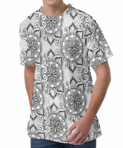 Zentangle Floral Pattern Print Men's Velvet T-Shirt