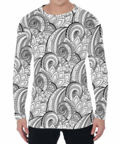 Zentangle Flower Pattern Print Men's Long Sleeve T-Shirt