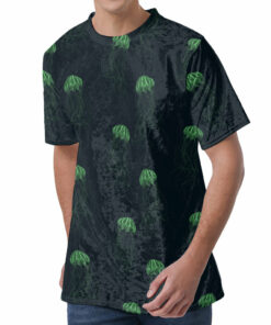 Zentangle Jellyfish Pattern Print Men's Velvet T-Shirt