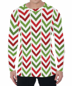 Zigzag Merry Christmas Pattern Print Men's Long Sleeve T-Shirt
