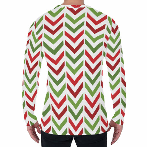 Zigzag Merry Christmas Pattern Print Men's Long Sleeve T-Shirt