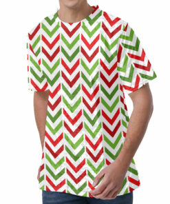 Zigzag Merry Christmas Pattern Print Men's Velvet T-Shirt
