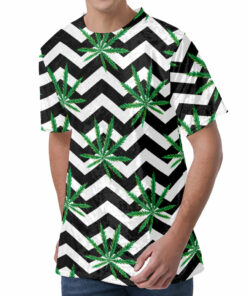 Zigzag Weed Pattern Print Men's Velvet T-Shirt