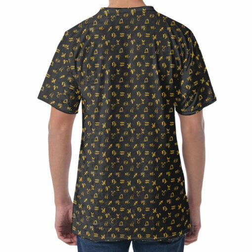 Zodiac Astrological Signs Pattern Print Men's Velvet T-Shirt