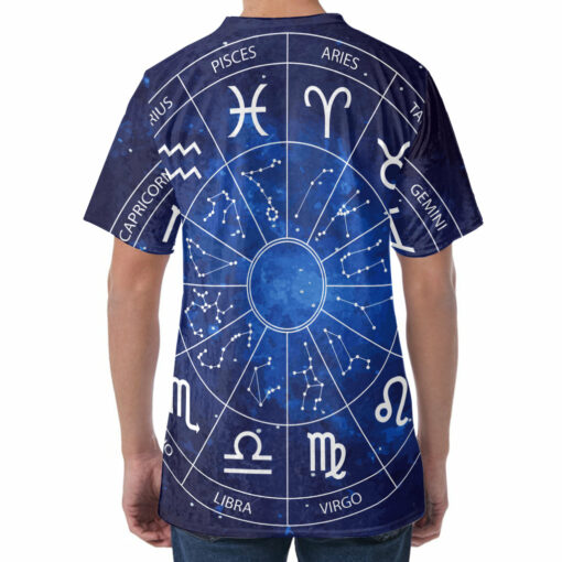 Zodiac Signs Wheel Print Men's Velvet T-Shirt