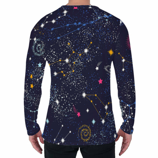 Zodiac Star Signs Galaxy Space Print Men's Long Sleeve T-Shirt