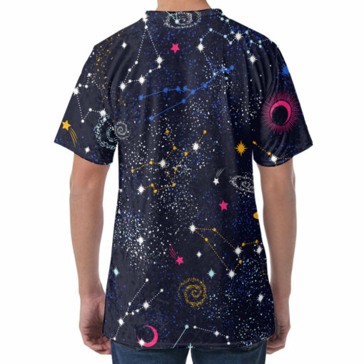 Zodiac Star Signs Galaxy Space Print Men's Velvet T-Shirt