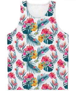 Aloha Hawaii Floral Pattern Print Men's Tank Top