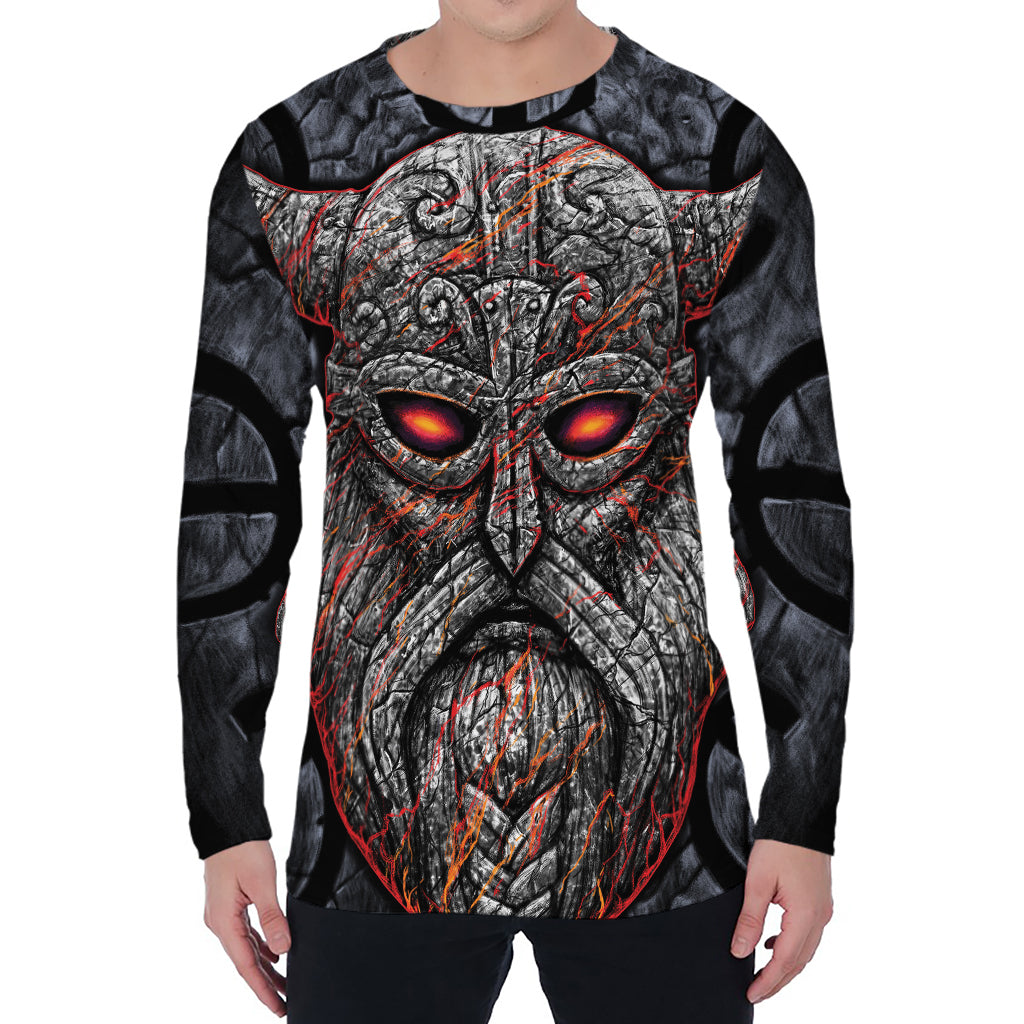 Ancient Viking Norse God Odin Print Men's Long Sleeve T-Shirt Ancient Viking Norse God Odin Print Men's Long Sleeve T-Shirt