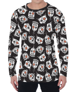 Angry Robot Pattern Print Men's Long Sleeve T-Shirt