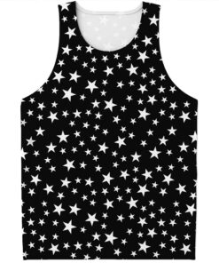 Black And White Star Pattern Print Men's Tank Top