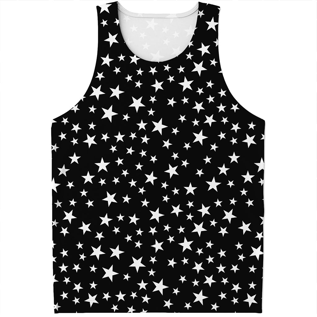 Black And White Star Pattern Print Men's Tank Top Black And White Star Pattern Print Men's Tank Top