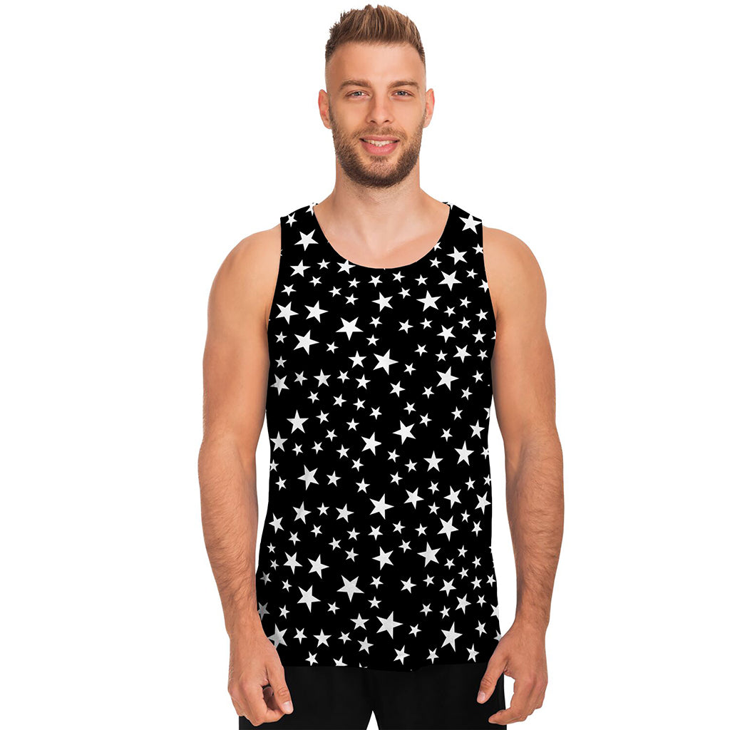 Black And White Star Pattern Print Men's Tank Top Black And White Star Pattern Print Men's Tank Top