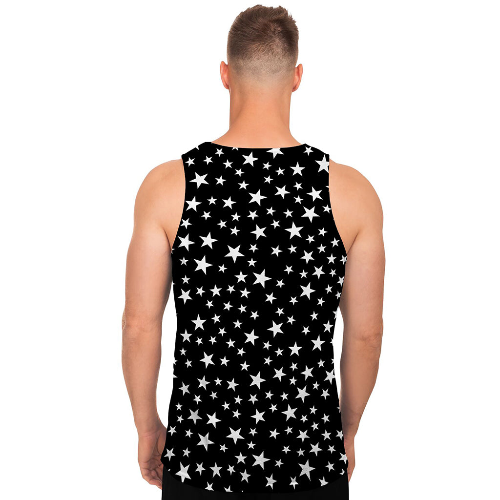 Black And White Star Pattern Print Men's Tank Top Black And White Star Pattern Print Men's Tank Top