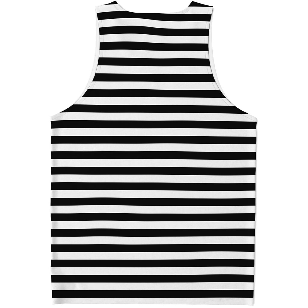 Black And White Striped Pattern Print Men's Tank Top Black And White Striped Pattern Print Men's Tank Top