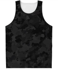 Black Camouflage Print Men's Tank Top