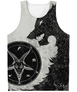 Black Demon Wolf Print Men's Tank Top