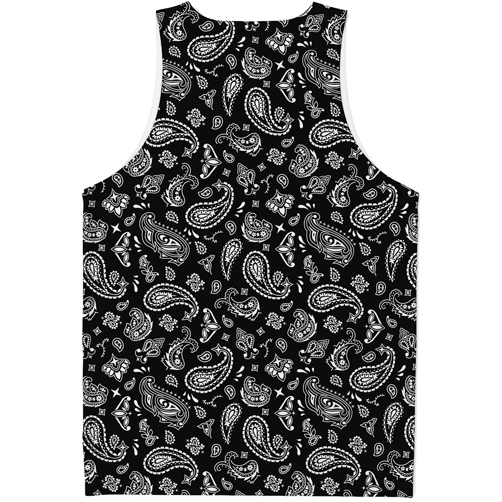 Black Paisley Bandana Pattern Print Men's Tank Top Black Paisley Bandana Pattern Print Men's Tank Top