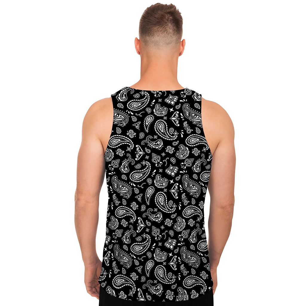 Black Paisley Bandana Pattern Print Men's Tank Top Black Paisley Bandana Pattern Print Men's Tank Top