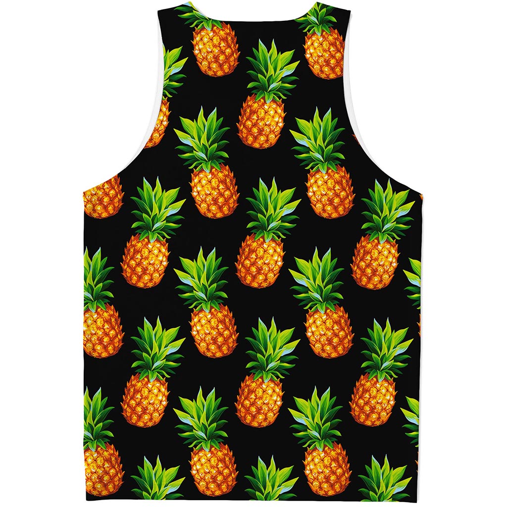 Black Pineapple Pattern Print Men's Tank Top Black Pineapple Pattern Print Men's Tank Top