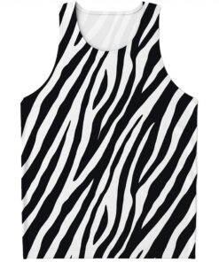 Black White Zebra Pattern Print Men's Tank Top