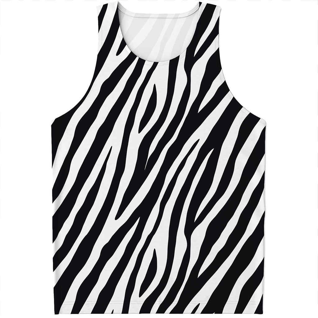Black White Zebra Pattern Print Men's Tank Top Black White Zebra Pattern Print Men's Tank Top