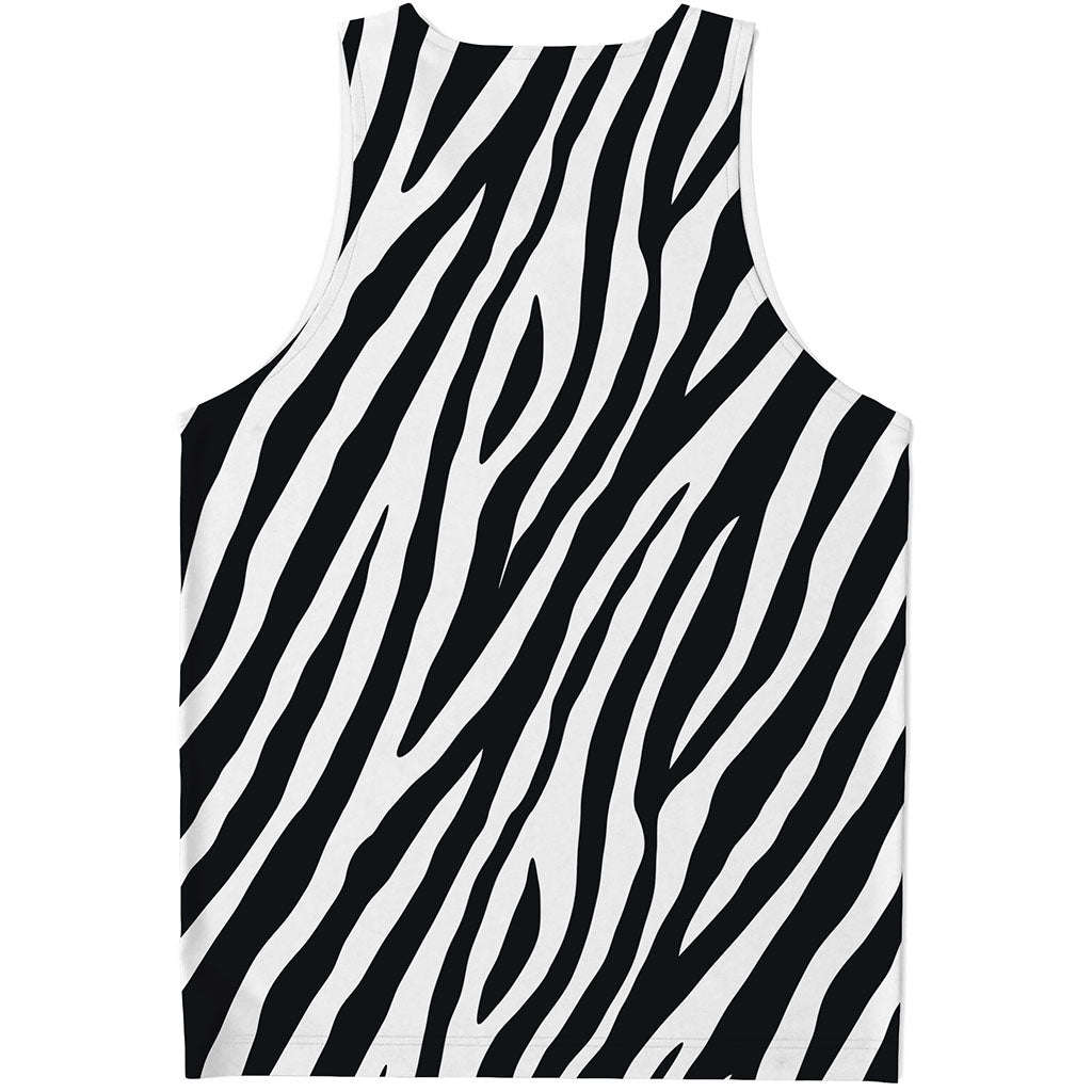 Black White Zebra Pattern Print Men's Tank Top Black White Zebra Pattern Print Men's Tank Top
