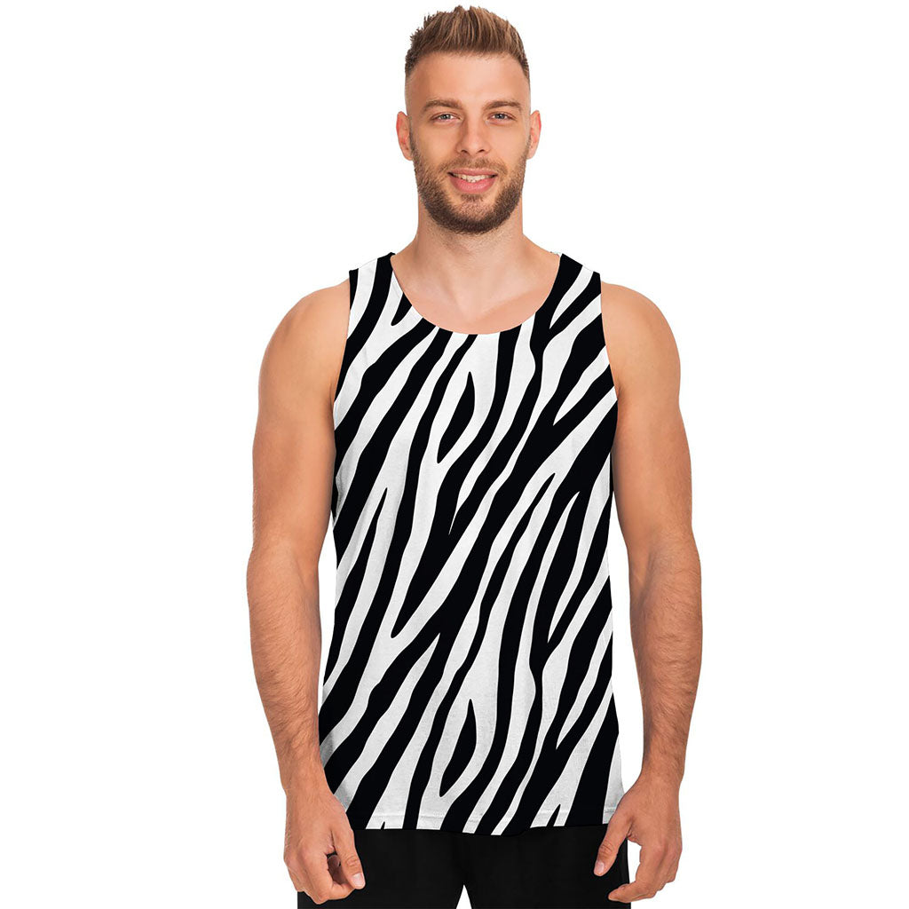 Black White Zebra Pattern Print Men's Tank Top Black White Zebra Pattern Print Men's Tank Top