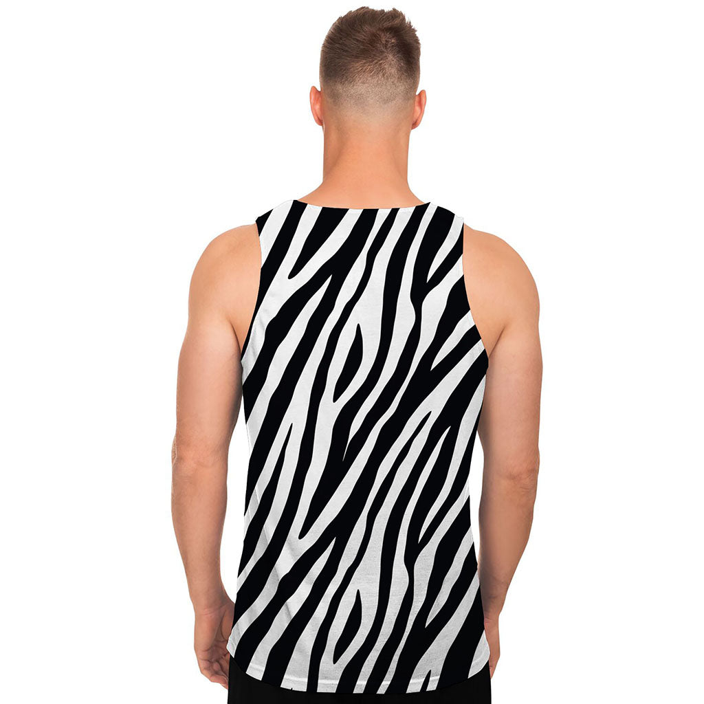 Black White Zebra Pattern Print Men's Tank Top Black White Zebra Pattern Print Men's Tank Top