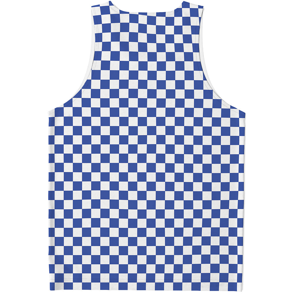 Blue And White Checkered Pattern Print Men's Tank Top Blue And White Checkered Pattern Print Men's Tank Top