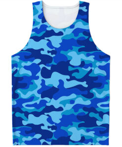 Blue Camouflage Print Men's Tank Top