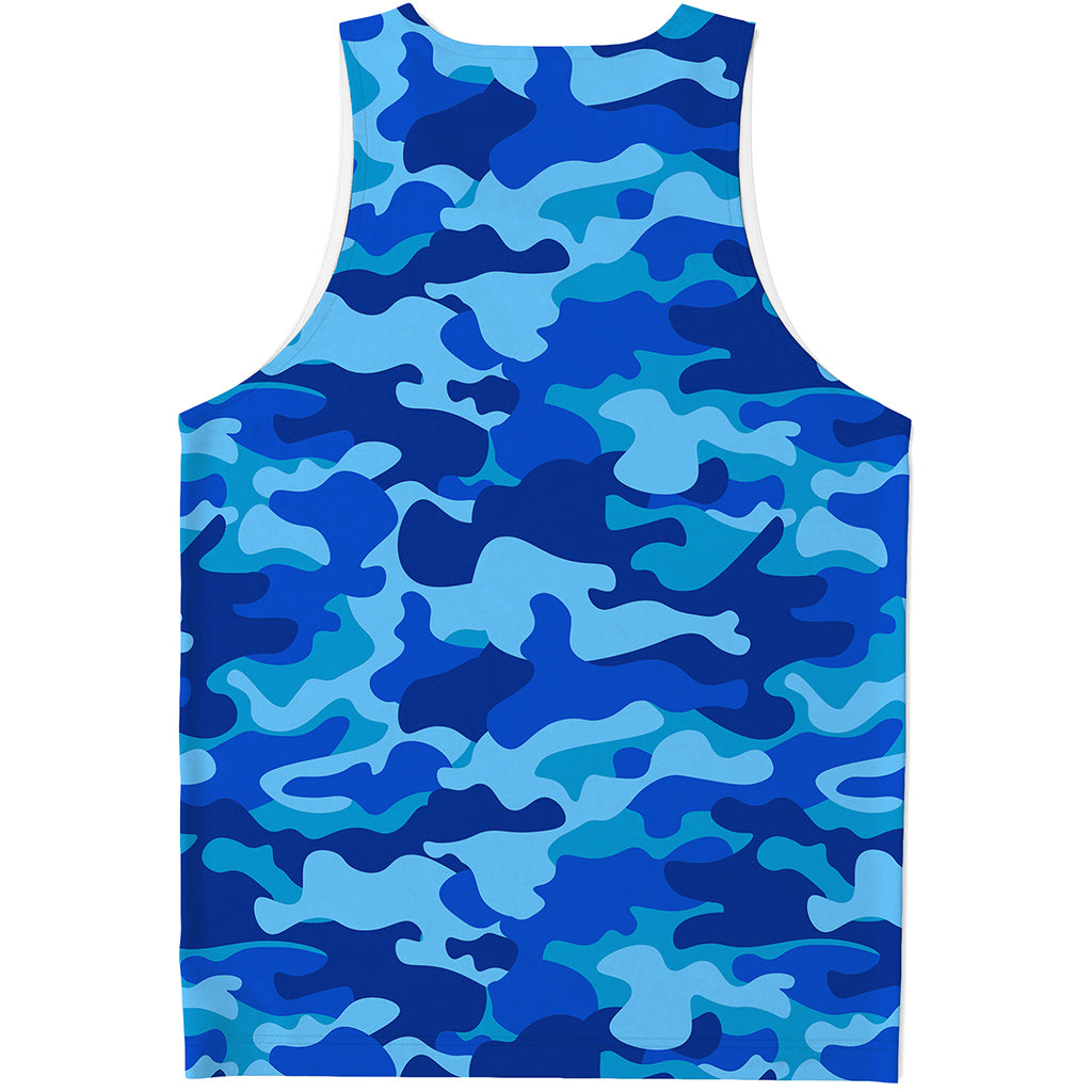 Blue Camouflage Print Men's Tank Top Blue Camouflage Print Men's Tank Top