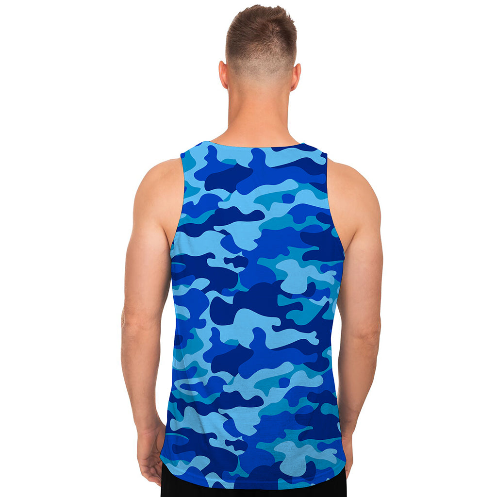 Blue Camouflage Print Men's Tank Top Blue Camouflage Print Men's Tank Top