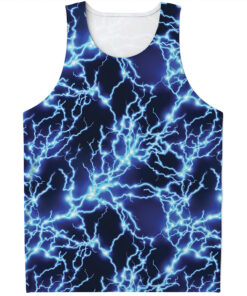 Blue Electric Lightning Print Men's Tank Top