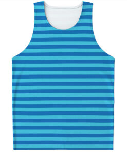 Blue Striped Pattern Print Men's Tank Top