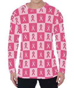 Breast Cancer Awareness Pattern Print Men's Long Sleeve T-Shirt