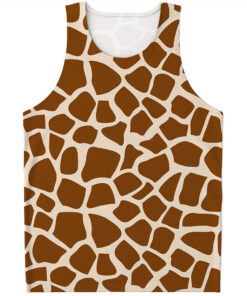 Brown Giraffe Pattern Print Men's Tank Top