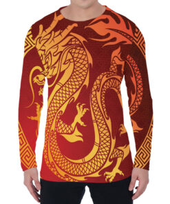 Chinese Dragon Zodiac Sign Print Men's Long Sleeve T-Shirt