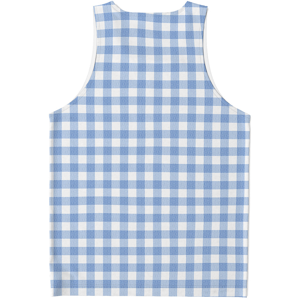 Cornflower Blue And White Gingham Print Men's Tank Top Cornflower Blue And White Gingham Print Men's Tank Top