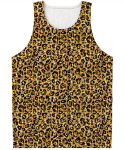 Gold Leopard (NOT Real) Glitter Print Men's Tank Top