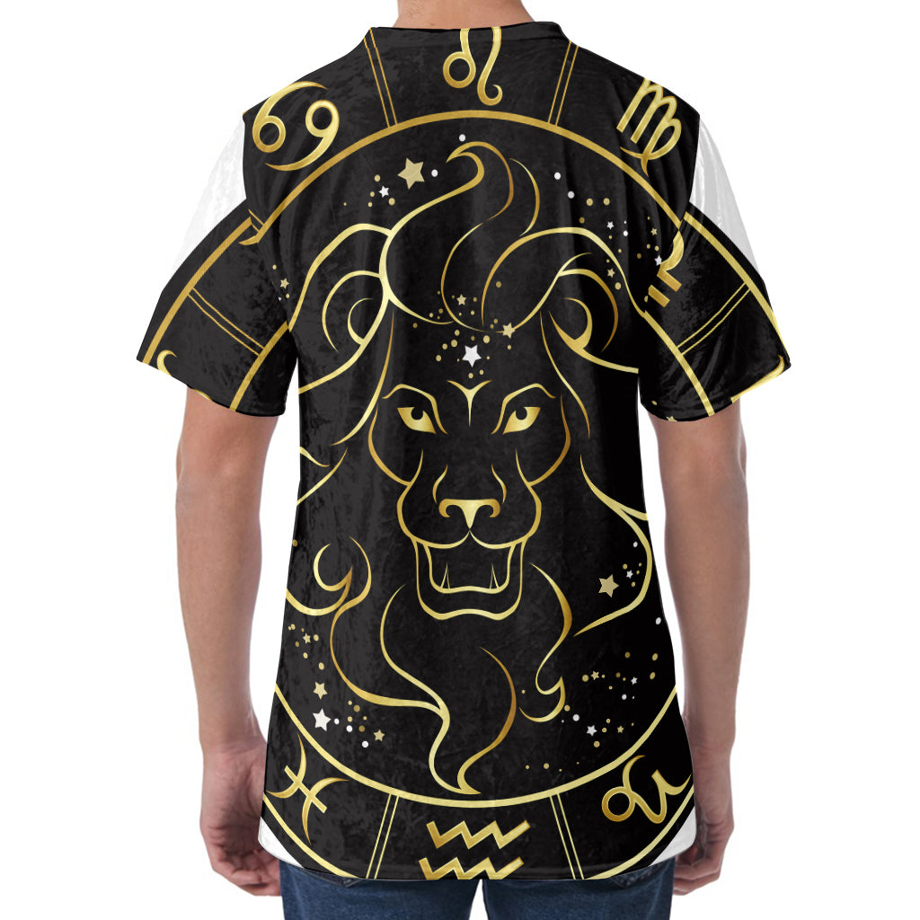 Gold And Black Leo Sign Print Men's Velvet T-Shirt Gold And Black Leo Sign Print Men's Velvet T-Shirt
