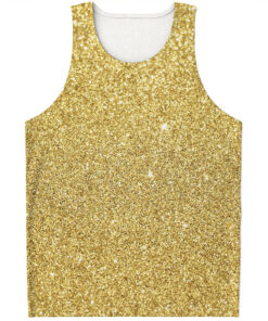 Gold (NOT Real) Glitter Print Men's Tank Top