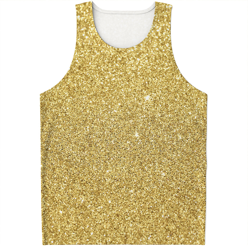 Gold (NOT Real) Glitter Print Men's Tank Top Gold (NOT Real) Glitter Print Men's Tank Top