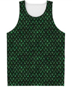 Green Dragon Scales Pattern Print Men's Tank Top
