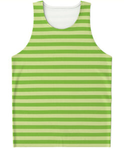 Green Striped Pattern Print Men's Tank Top