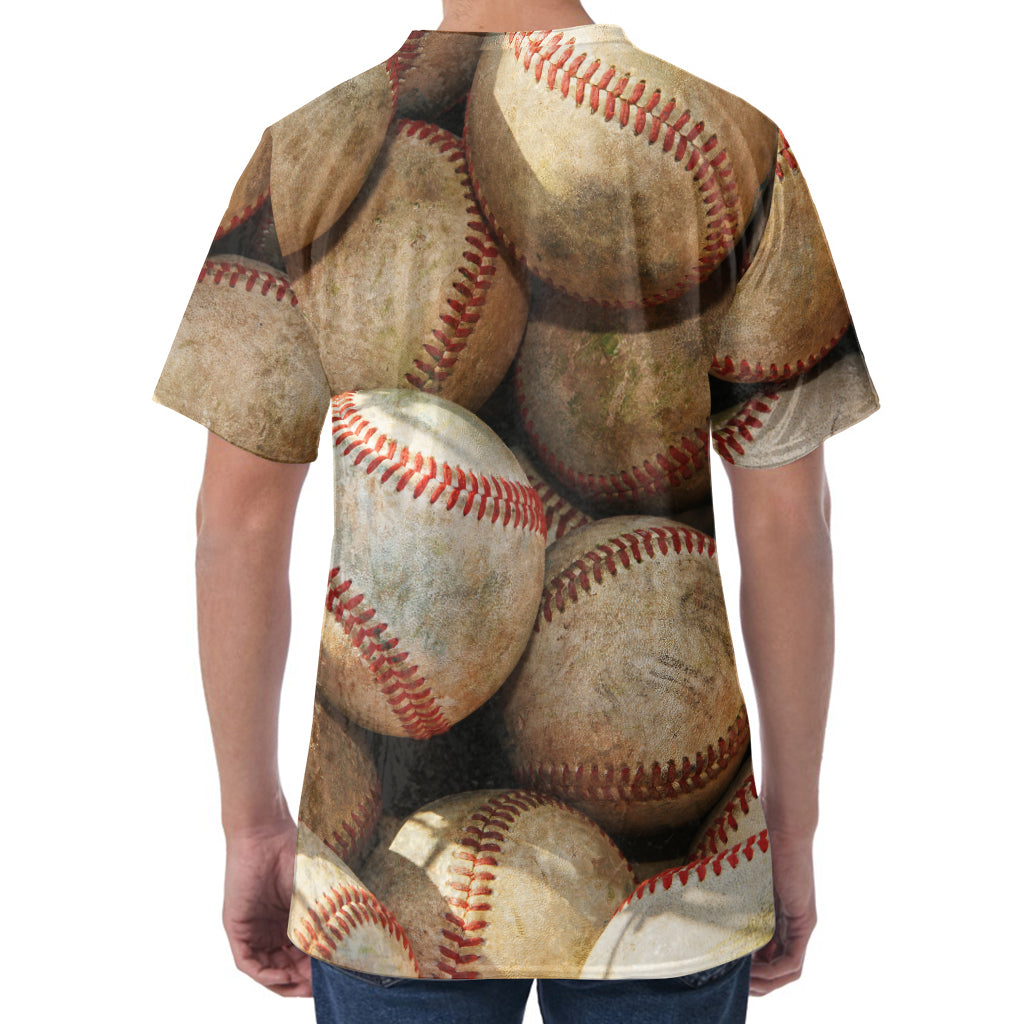Grunge Baseballs Print Men's Velvet T-Shirt Grunge Baseballs Print Men's Velvet T-Shirt