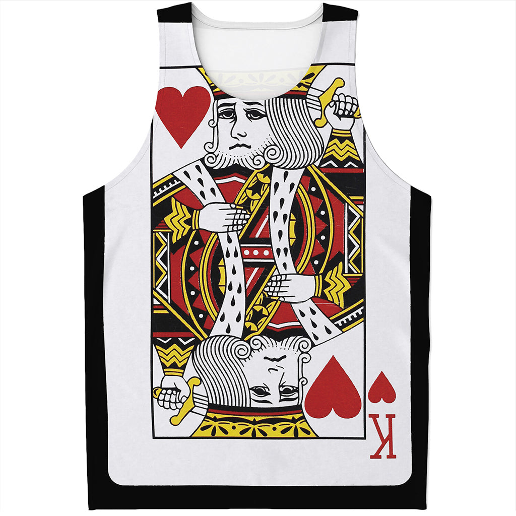 King Of Hearts Playing Card Print Men's Tank Top King Of Hearts Playing Card Print Men's Tank Top