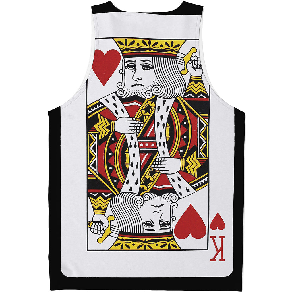King Of Hearts Playing Card Print Men's Tank Top King Of Hearts Playing Card Print Men's Tank Top