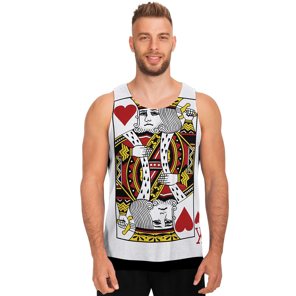 King Of Hearts Playing Card Print Men's Tank Top King Of Hearts Playing Card Print Men's Tank Top
