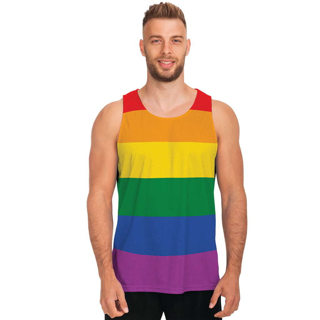 LGBT Pride Rainbow Flag Print Men's Tank Top LGBT Pride Rainbow Flag Print Men's Tank Top